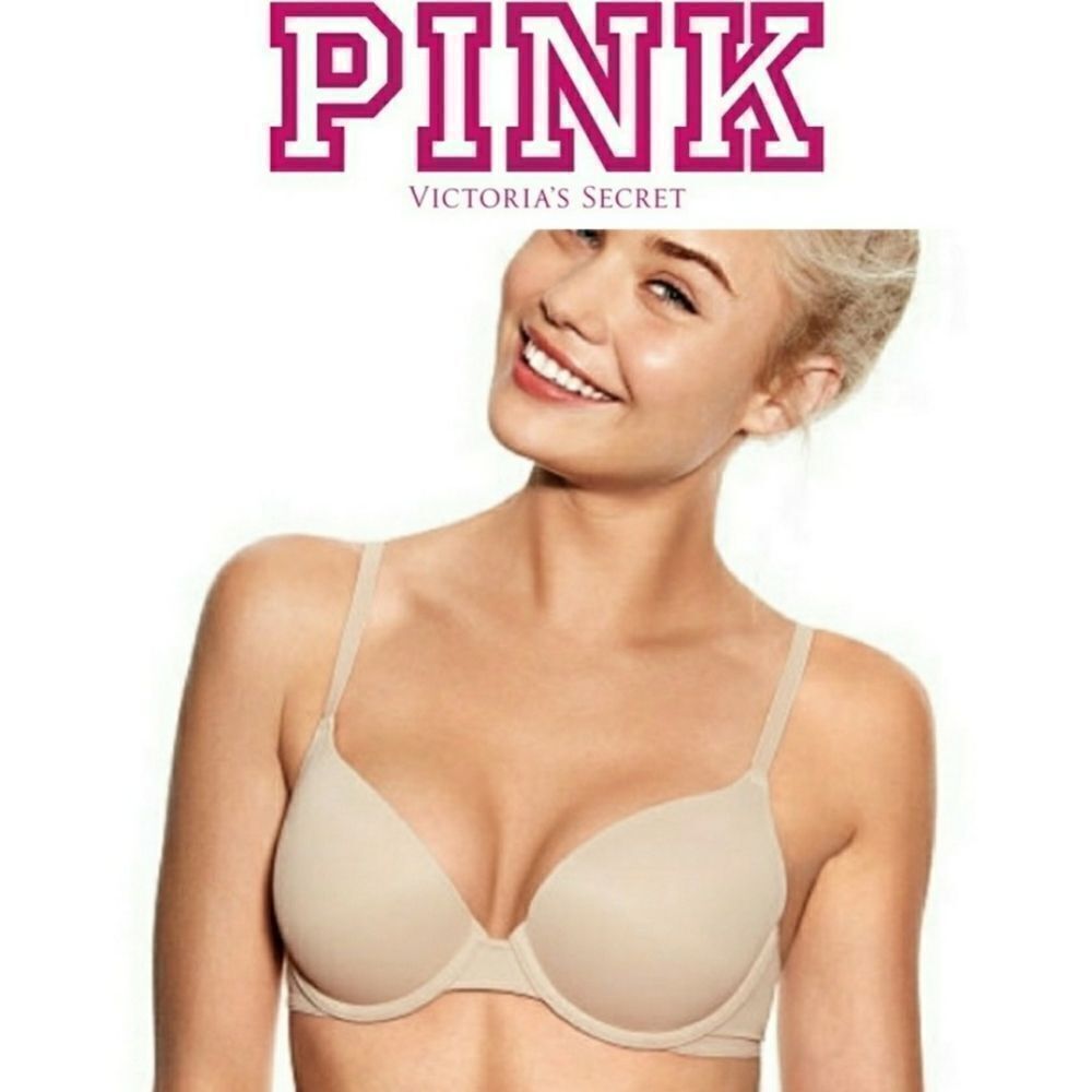 Pink Victoria's Secret Campus Lightly Lined Cream Bra (34C)